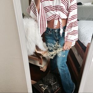 J &J Women's Bootcut Backpocket studded gem Jeans